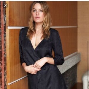 Sezane Eve Robe Silk Dress - Black 38